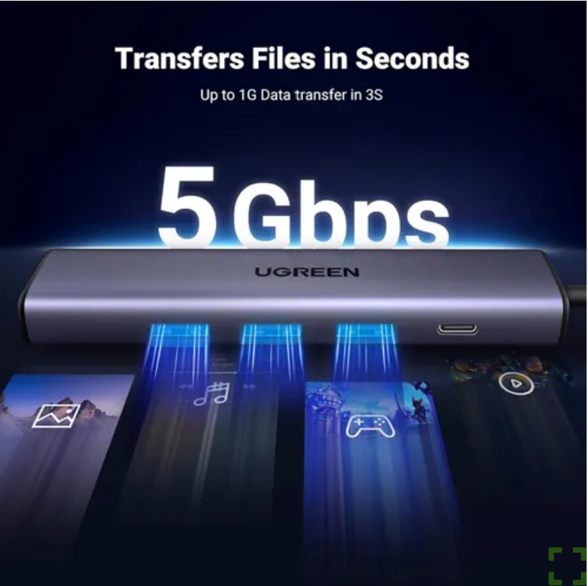 Hub chuyển đổi 5 in 1 USB Type-A ra Lan 1000Mbps Kèm HUB 3 Cổng USB 3.0 Ugreen 60554 cao cấp